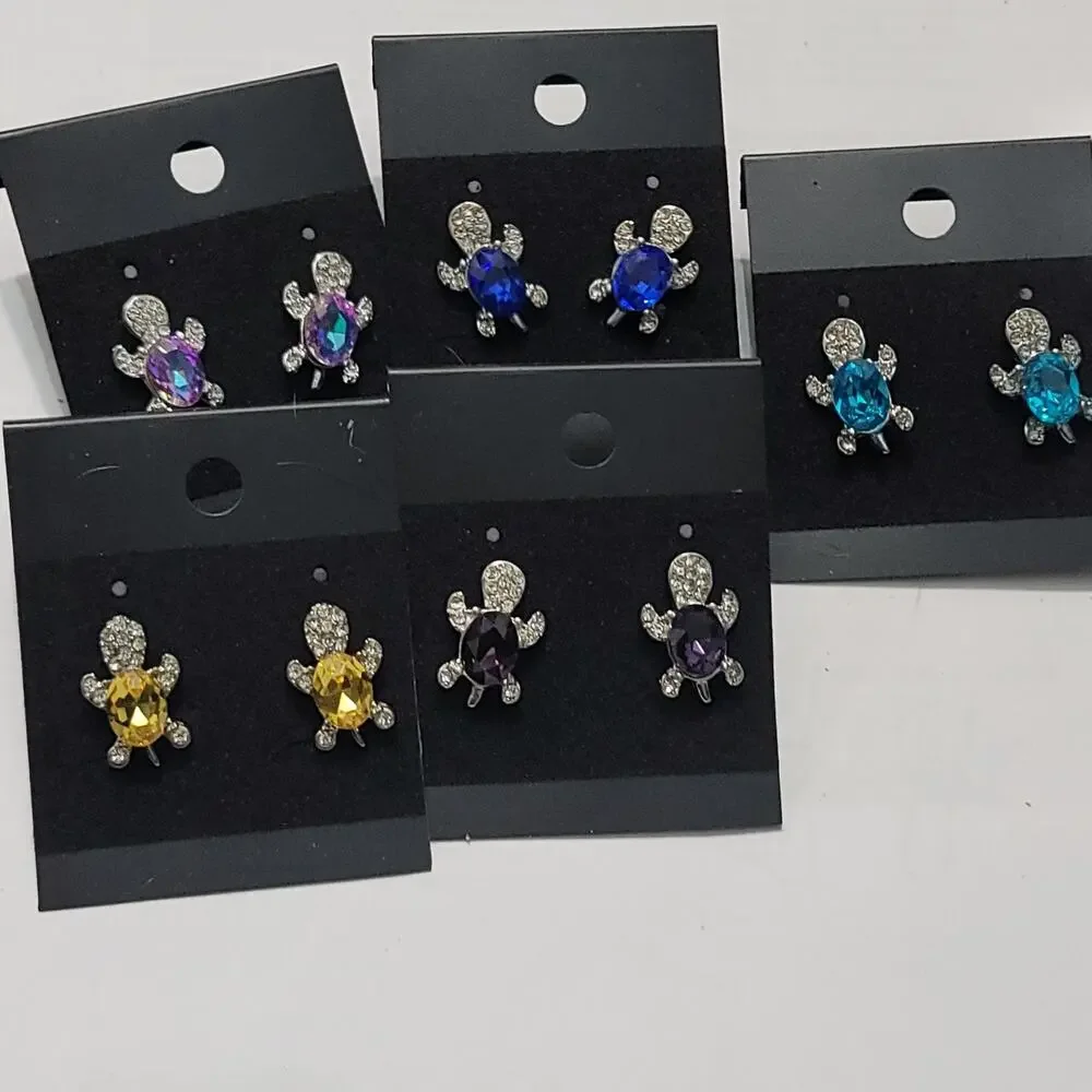 Turtle Stud Yellow Crystal Earrings for Women